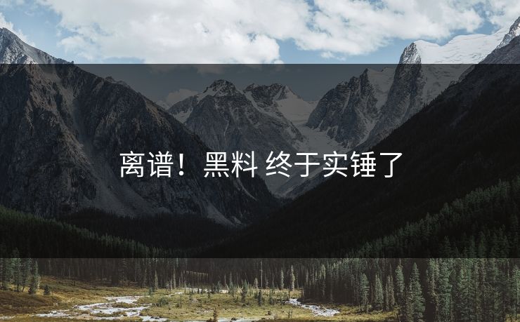 离谱！黑料 终于实锤了
