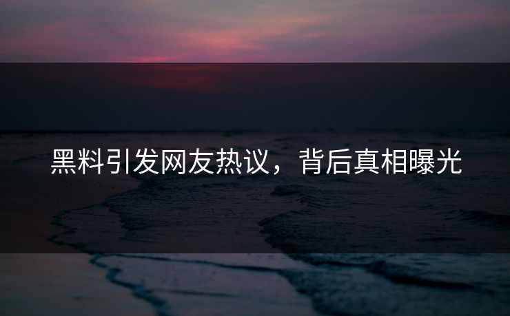 黑料引发网友热议，背后真相曝光