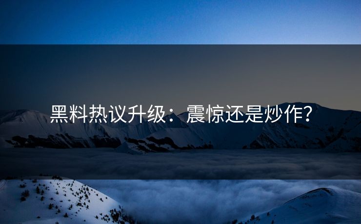 黑料热议升级：震惊还是炒作？