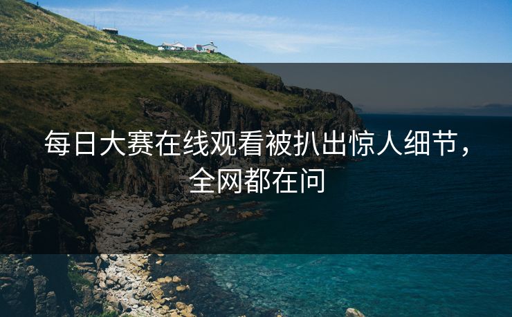 每日大赛在线观看被扒出惊人细节，全网都在问