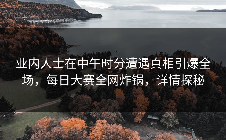 业内人士在中午时分遭遇真相引爆全场，每日大赛全网炸锅，详情探秘