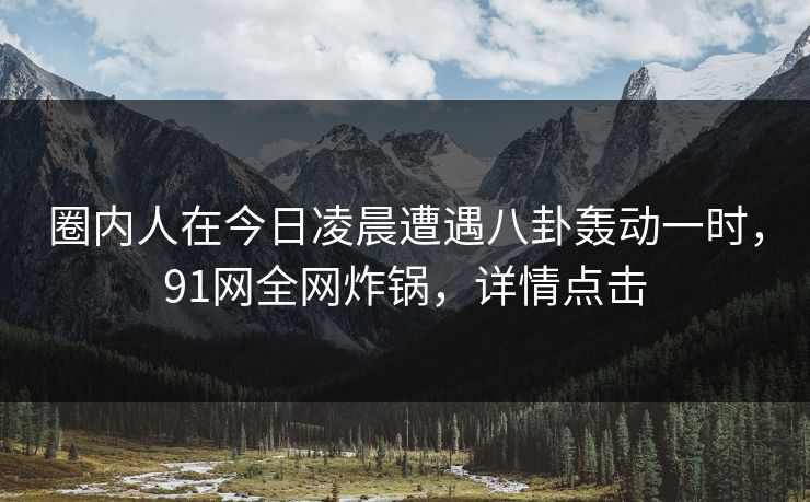 圈内人在今日凌晨遭遇八卦轰动一时，91网全网炸锅，详情点击