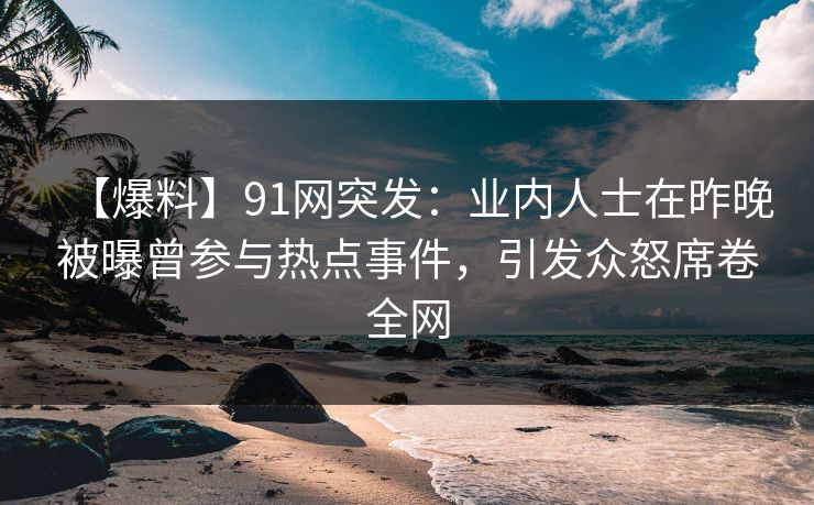 【爆料】91网突发：业内人士在昨晚被曝曾参与热点事件，引发众怒席卷全网