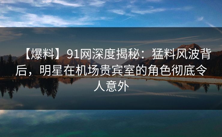 【爆料】91网深度揭秘：猛料风波背后，明星在机场贵宾室的角色彻底令人意外