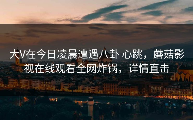大V在今日凌晨遭遇八卦 心跳，蘑菇影视在线观看全网炸锅，详情直击