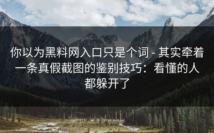 你以为黑料网入口只是个词 - 其实牵着一条真假截图的鉴别技巧：看懂的人都躲开了